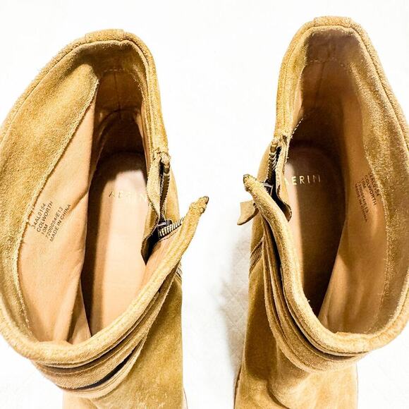 Aerin Colworth Tan Suede Leather Ankle Heeled Block Bootie Size 10 NWOB - Picture 3 of 6